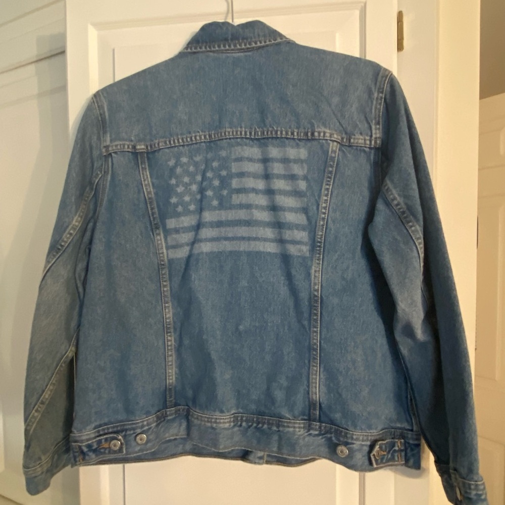 Old Navy Women's Blue American Flag Jean Jacket